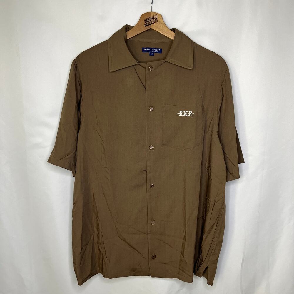 Born x Raised BXR Rayon Pocket Button Up in Brown size M